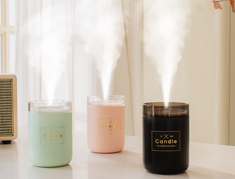280ML Ultrasonic Air Humidifier Candle Romantic Soft Light USB Essent