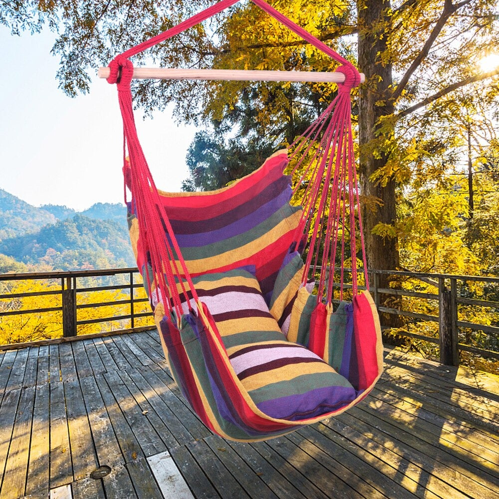 Brazilian Hammock Chair Hanging Rope Swing, Red