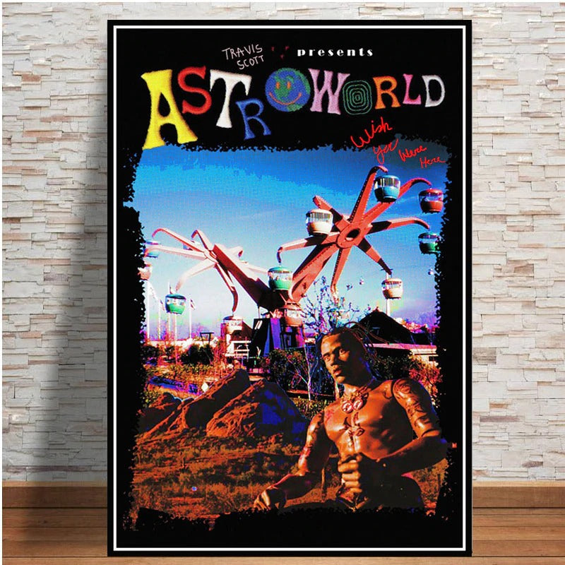 Hot Travis Scott Astroworld Rap Music Singer Wrapped Canvas