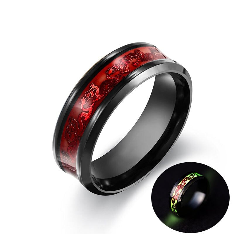 Black Tungsten Carbide Dragon Blue Inlay with Cubic Zirconia Wedding Band Mens Dragon Ring