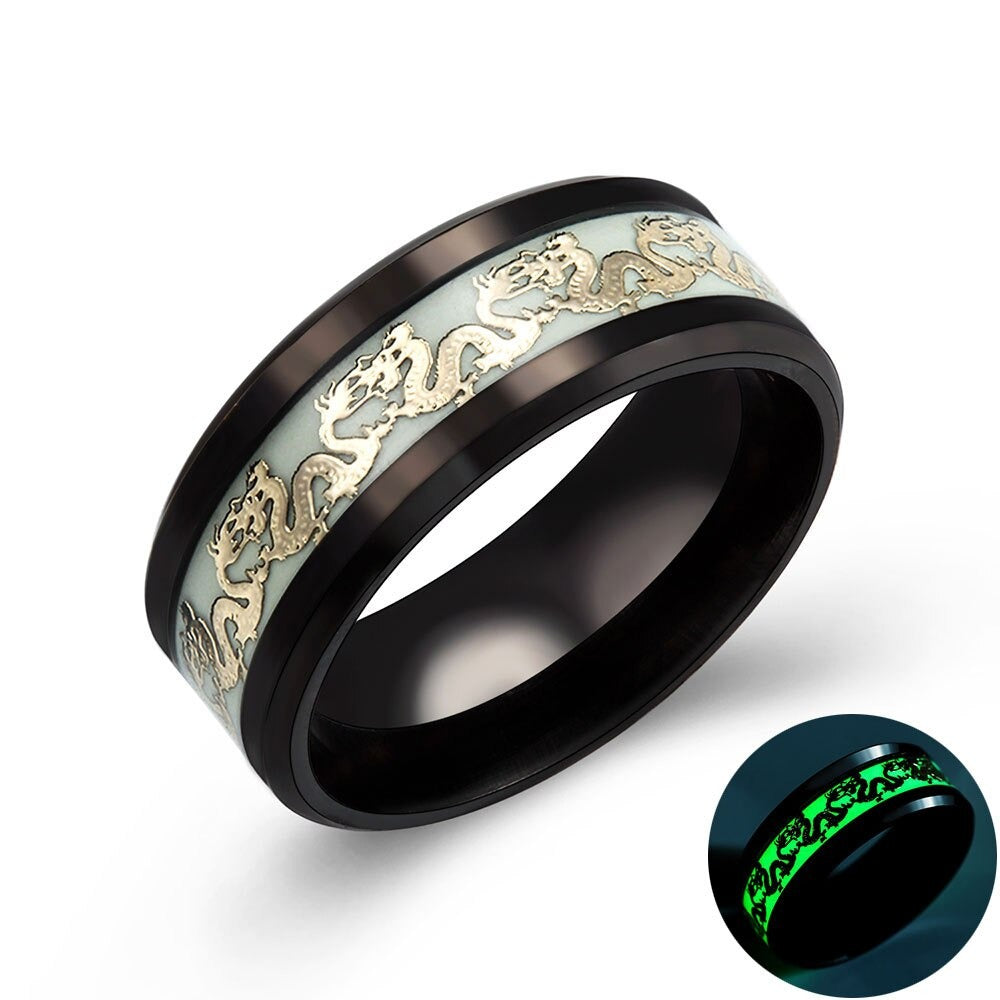 Black Tungsten Carbide Dragon Blue Inlay with Cubic Zirconia Wedding Band Mens Dragon Ring