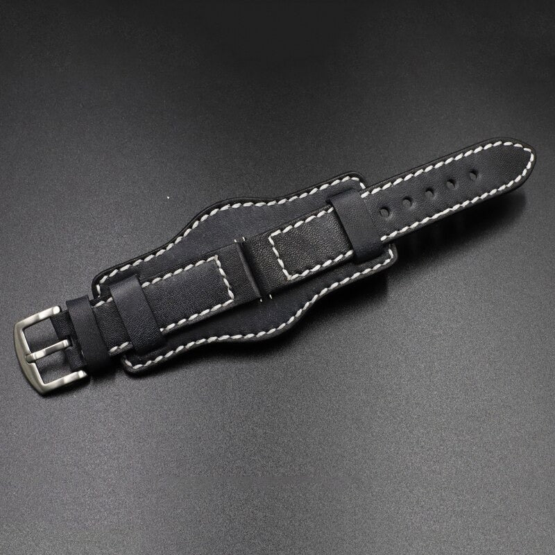 Vintage Genuine Leather Cuff Watch Band Strap