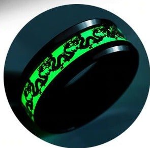 Black Tungsten Carbide Dragon Blue Inlay with Cubic Zirconia Wedding Band Mens Dragon Ring