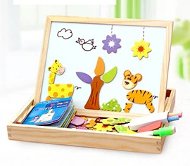 100+PCS Wooden Magnetic Puzzle Figures