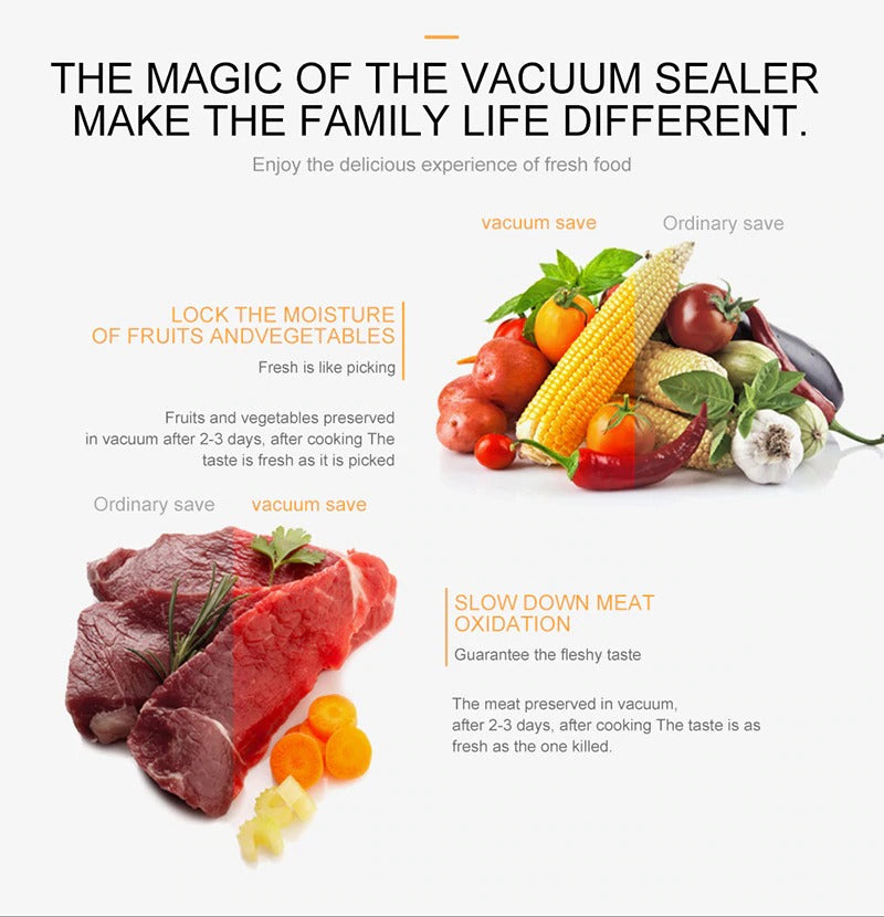 Food Vacuum Sealer With 10pcs Food Storage Bags And Hose Home Electric Vacuum Sealer Packing Machine foodsaver jar sealer