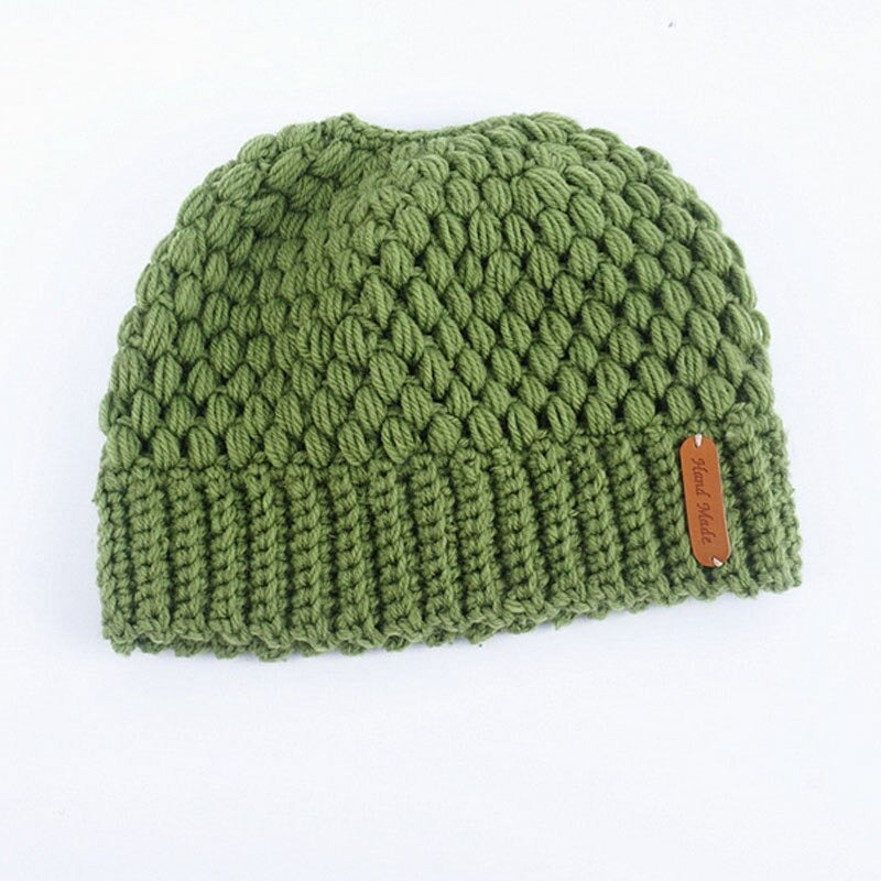Ponytail Beanie Messy Bun Beanie Winter Hat With Hole For Ponytail