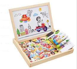 100+PCS Wooden Magnetic Puzzle Figures