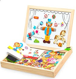 100+PCS Wooden Magnetic Puzzle Figures