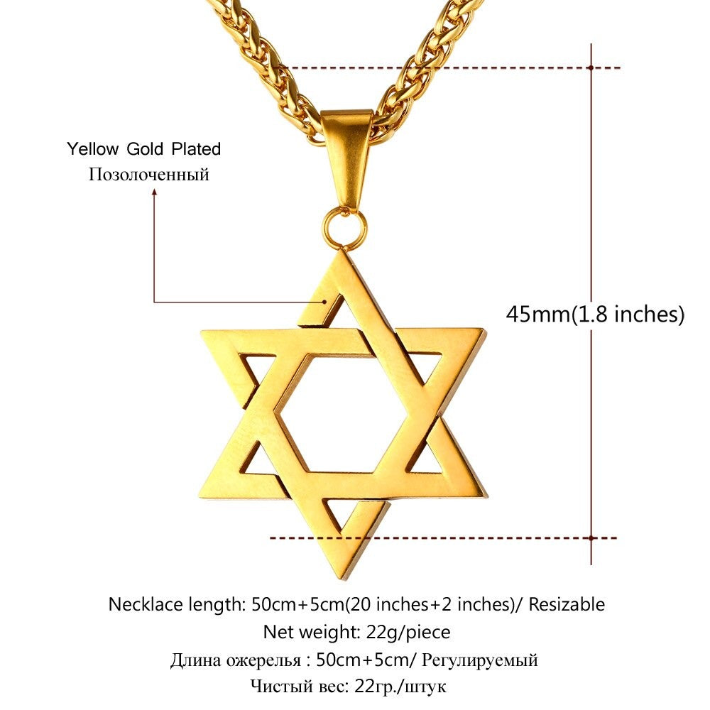 Star of David Twelve Tribes of Israel Pendant Necklace.