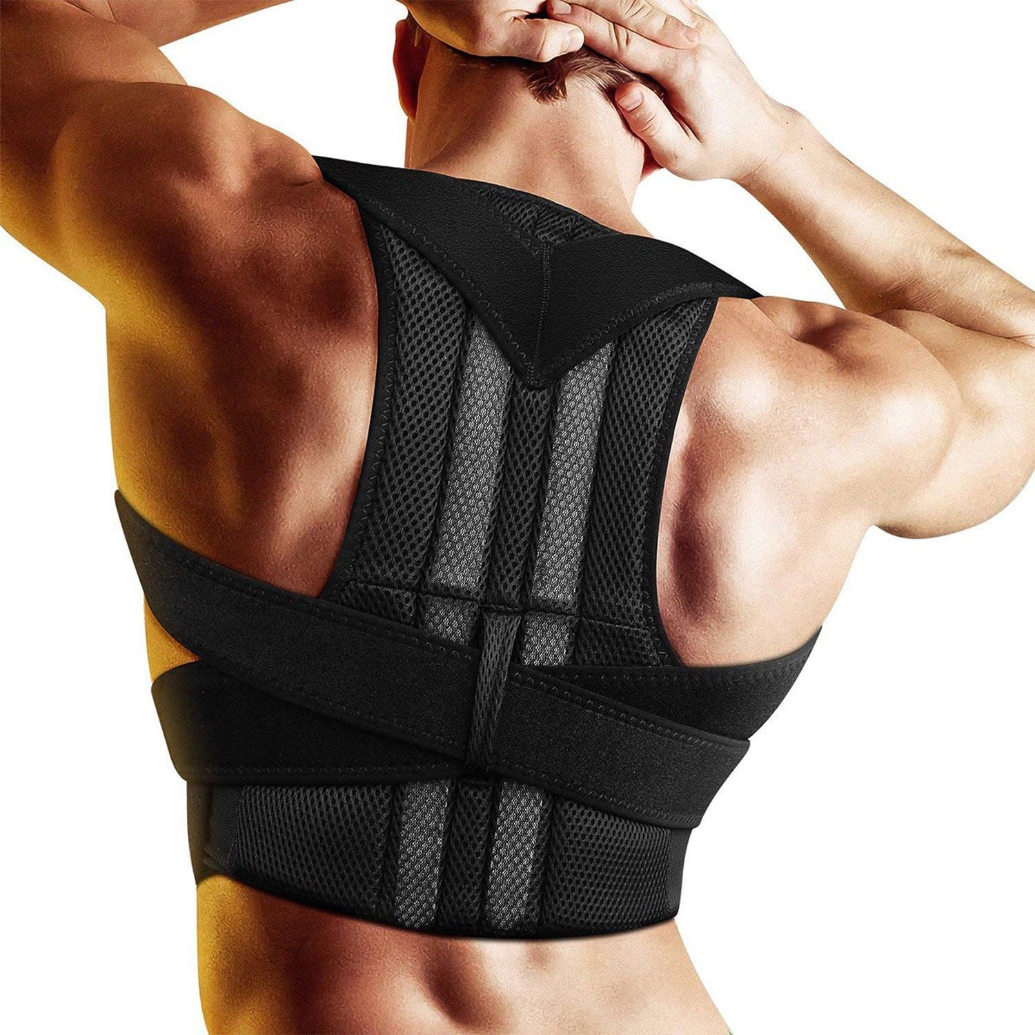 Magnetic Therapy Posture Corrector Back Brace Fully Adjustable Black