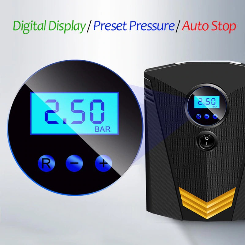 Portable Car Air Compressor DC 12V Digital Tire Inflator Air Pump