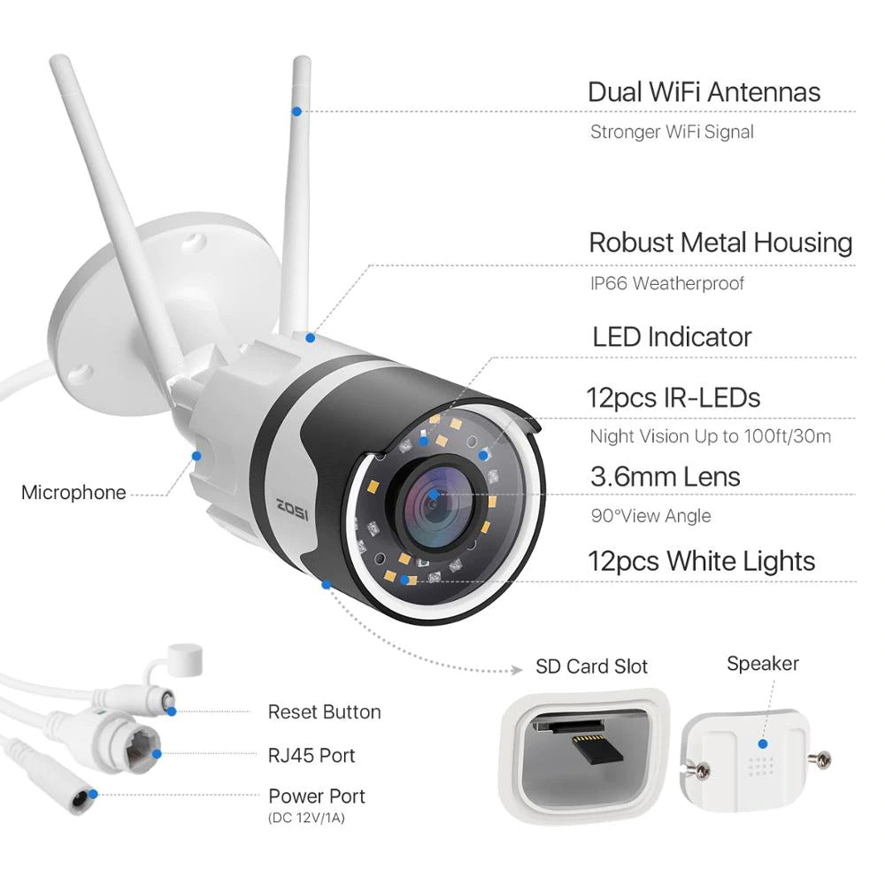 1080p Spotlight Outdoor WiFi Camera H.265 Waterproof