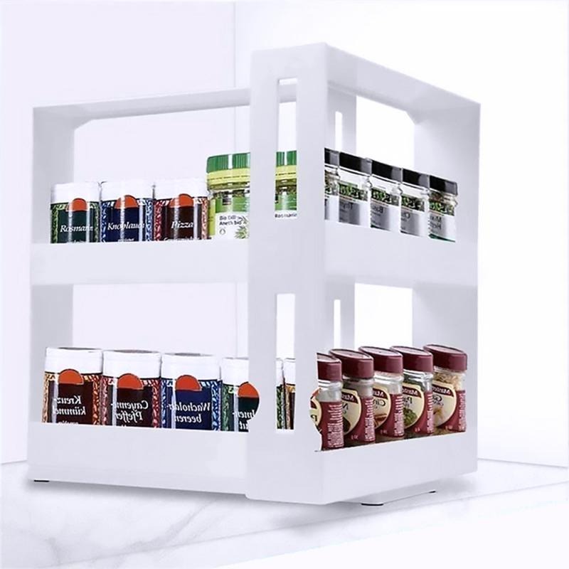 1Set Multifunction Rotating Jars Spice Rack Cabinet