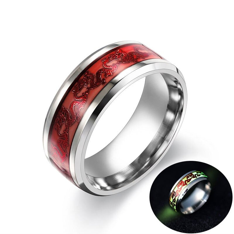 Black Tungsten Carbide Dragon Blue Inlay with Cubic Zirconia Wedding Band Mens Dragon Ring