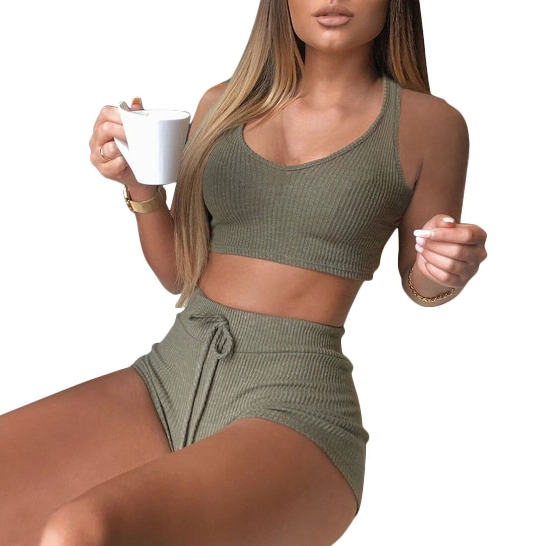 Women Sexy Double Zipper Knitted Sweater Skirt Set