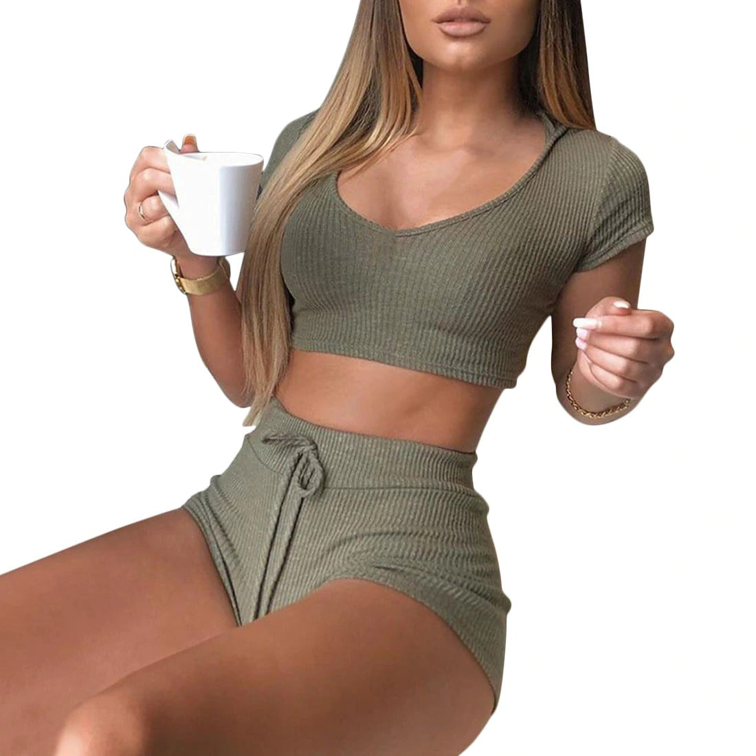 Women Sexy Double Zipper Knitted Sweater Skirt Set