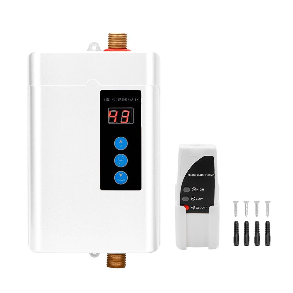 Digital 110V Tankless Hot Water Heater Electric On Domand Water Heater with Remote Control Instantaneous Water Heater
