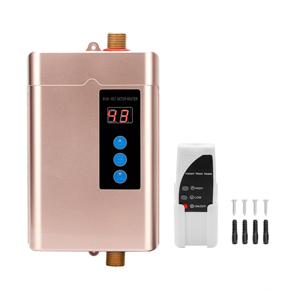 Digital 110V Tankless Hot Water Heater Electric On Domand Water Heater with Remote Control Instantaneous Water Heater