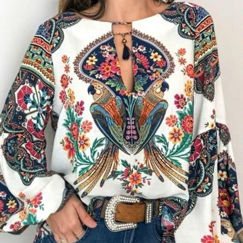 Women Bohemian Clothing Blouse Vintage Shirt Womens Plus Size