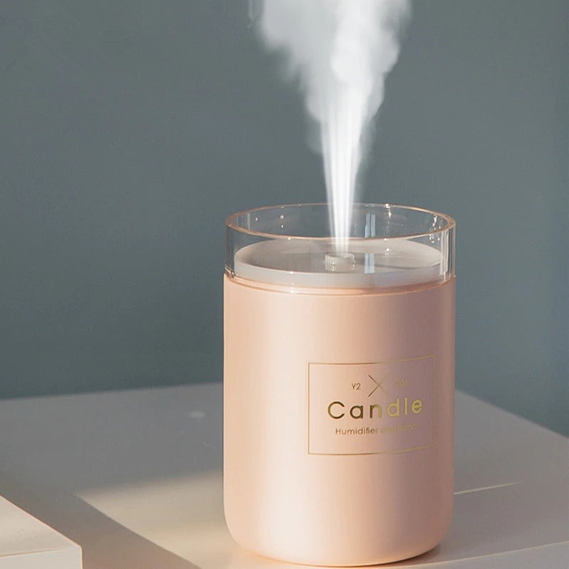 280ML Ultrasonic Air Humidifier Candle Romantic Soft Light USB Essent