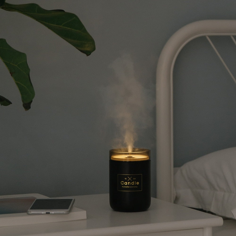 280ML Ultrasonic Air Humidifier Candle Romantic Soft Light USB Essent