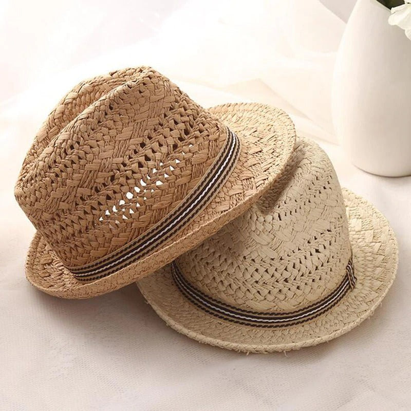 Mens Straw Fedora Hat Vintage Panama Hat