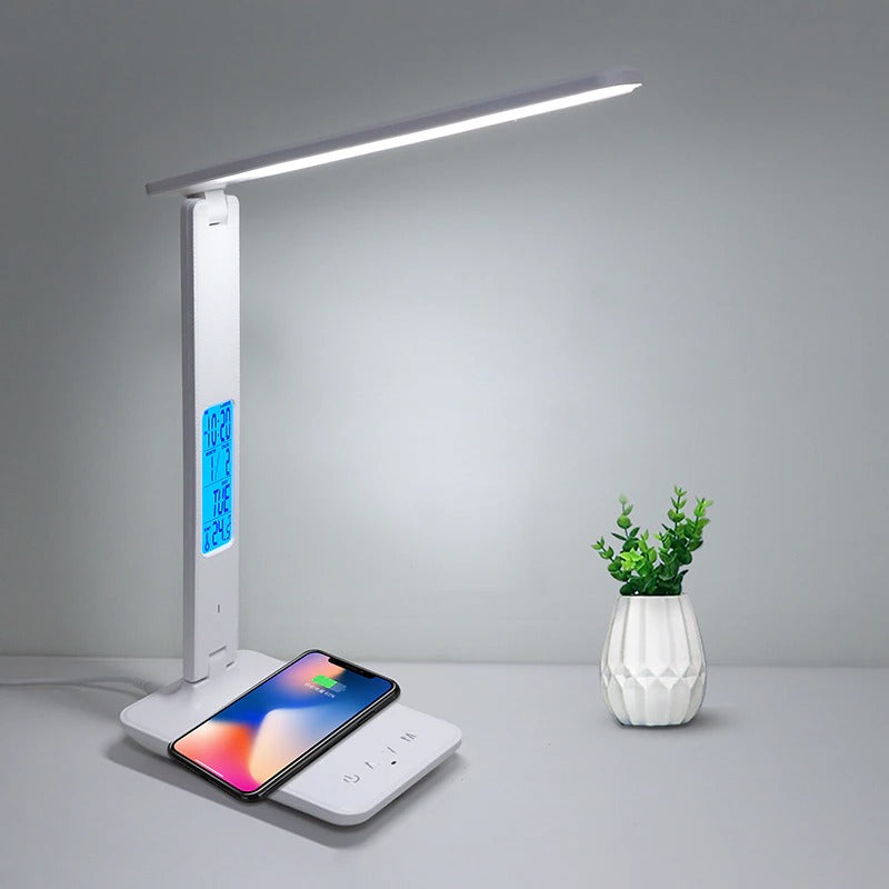 QI Wireless Charging LED USB Desk Lamp Bedside Lamp with USB Alarm Clock Lamp with USB Port