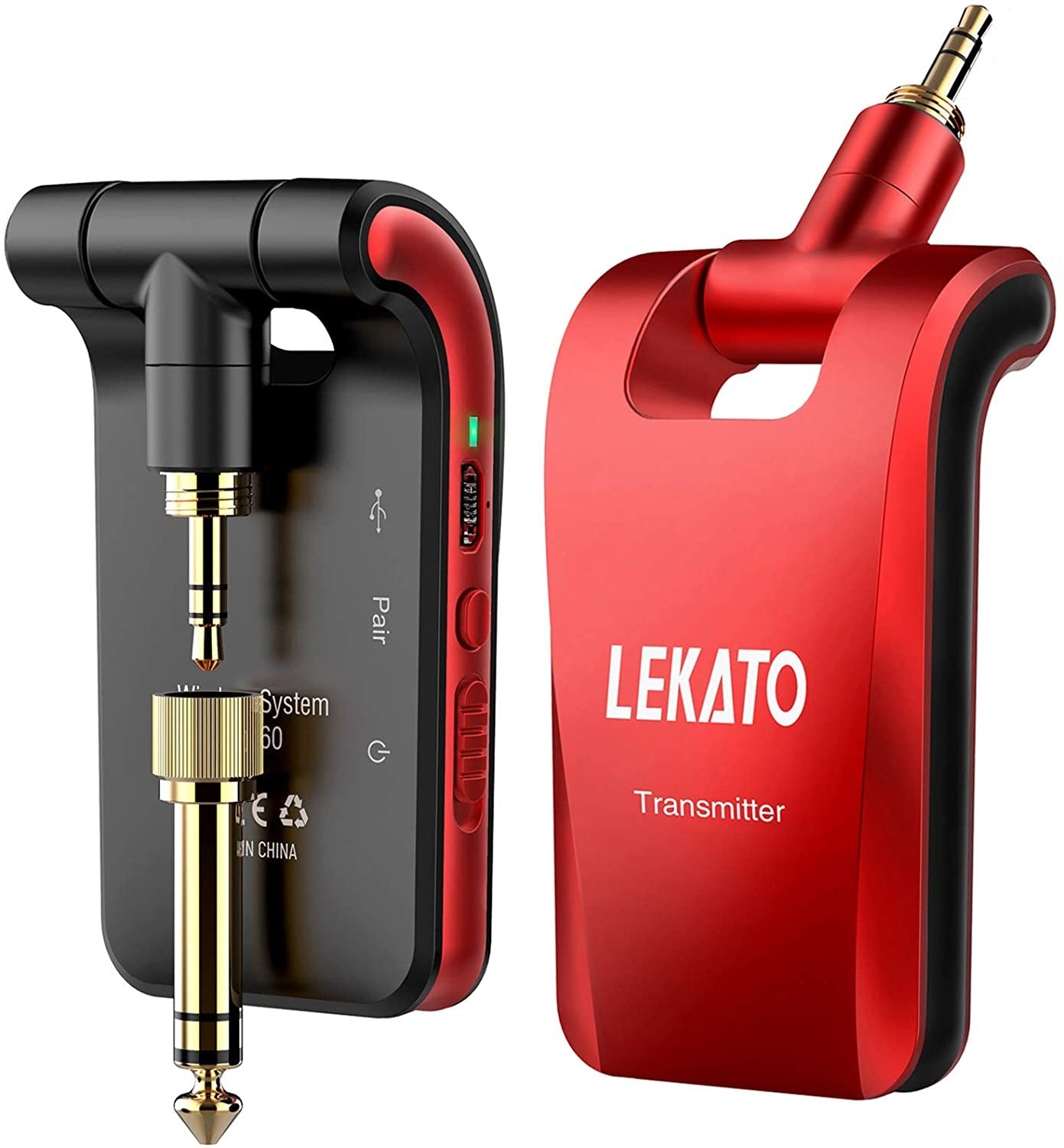 Rechargeable Wireless Guitar System  2 in 1 Wireless Guitar Cable 2.4GHz 6 Channels Wireless Guitar