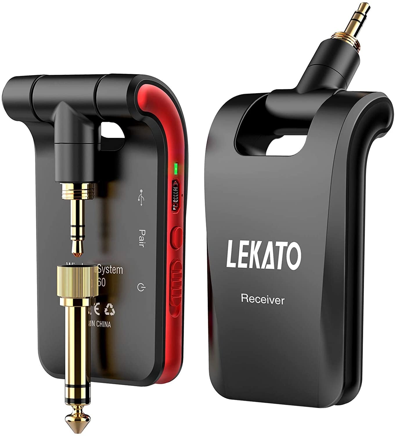 Rechargeable Wireless Guitar System  2 in 1 Wireless Guitar Cable 2.4GHz 6 Channels Wireless Guitar